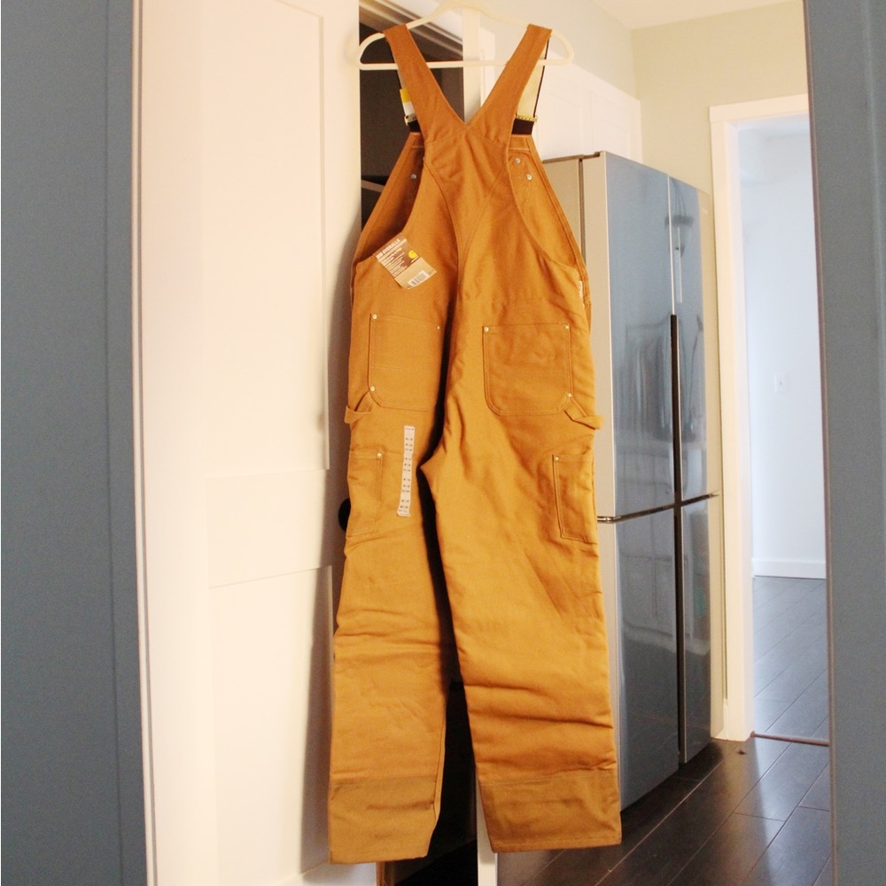 Carhartt R41 Quilt-Lined Zip-To-Thigh Duck Bib Overalls in Brown NWT Size 38X32 - Picture 6 of 12